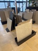 Ten floor standing display units and contents of various large tiles as lotted