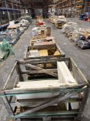 Nineteen pallets of various display, part used and returned tiles as lotted