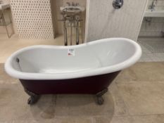 Freestanding slipper top bath with legs, taps and waste