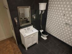 Chichester Vanity unit 800 Bastide 3-hole basin mixer, frenze high level toilet, 2 glass shelves, w