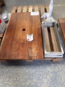 Solid teak bench with stainless steel legs and pre drill waste hole 900 x 570mm