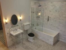 Display bathroom to include fitted bath, shower, toilet and sink unit with all taps and accessories