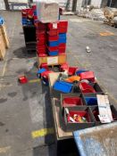 Contents of row to include assorted quantity of plastic tote bins as lotted