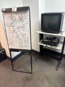 Mobile + V unit with Panasonic TV, Panasonic VHS player, Philips DVD player and a flip chart