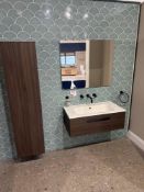 Floating sink with under drawer, floating 5-shelf unit, taps and towel rails, as lotted