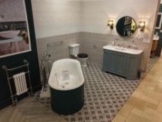 Display bathroom to include freestanding bath, toilet, sink unit, two towel rails and all taps and a