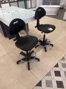 Two high adjustable lab chairs