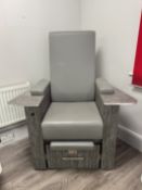 Grey marble effect pedicure leather upholstered chair