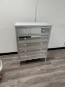 Silver five drawer cabinet