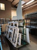 Steel fabricated double-sided 'A' frame stock rack with contents