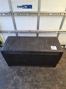 Contents of storage box to include clamps, drill bits, chisels, Halford polisher and drainage rods