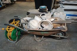 Metal wheel barrow with contents