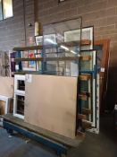 Steel fabricated double-sided 'A' frame stock rack with contents