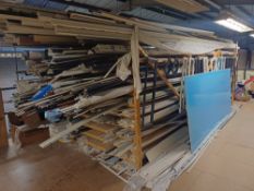Large quantity of various UPVC profile, trim and capping, to timber storage rack