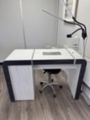 White and black veneered manicure desk