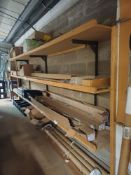 Contents to 3-tier cantilever shelving including various door locks, catches, handles etc.