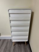White veneered six drawer storage unit