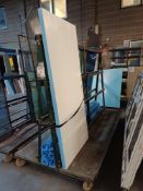 Steel fabricated double-sided 'A' frame stock rack with contents