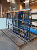 Steel fabricated double-sided 'A' frame stock rack with contents