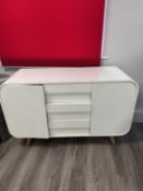 White wood veneered side cabinet