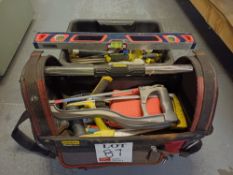 Qty of various hand tools, to tool bag and plastic crate