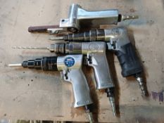 2 x various pneumatic drill pistols with pneumatic hand-held belt sander