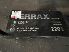 Ternax HSS-G Din 338 type drill bit set, with metal carry case