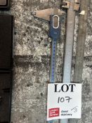 Two various measuring calipers (one digital, one analogue) with metal ruler