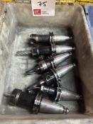 Six various BT40 quick change machining tool holders, complete with various cutting tools