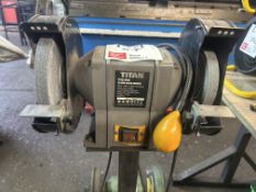 Titan TTB521GRB 200mm double ended grinder on freestanding steel plinth (240v)