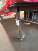 Large mobile steel frame workbench with thin metal top. 3000 x 1500 x 780mm