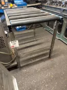 Roller topped table with fitted metal top, apx 3000 x 1500 x 780mm