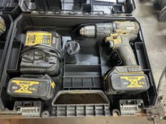 DeWalt DCD778 brushless cordless hammer drill complete with two 4-amp XR battery chargers and case