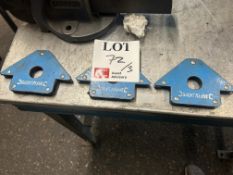 Three Silverline corner magnets