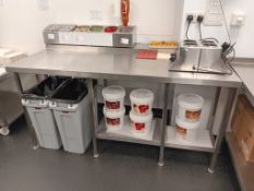 Stainless Steel Approx. 6ft Shaped Preparation Table with Part Undershelf & 6-Pot Condiment Holder