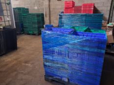 11 pallets of assorted plastic stacking crates