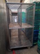 Stainless steel caged trolley. 1000 x 1000 x 19000mm