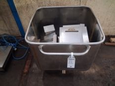 2 Orbital stainless steel wheeled tote bin (700 x 670 x 700mm deep) and contents