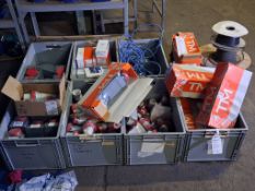 Qty of electrical spares, mostly commercial plugs and sockets