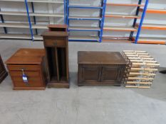 Four Drawer Burr Effect Pedestal CD Rack, Four Tier Stand and a Two Door Television Cabinet