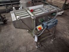 Ambit Projects Ltd powered 3 phase wire mesh conveyor 500 x 1220mm with crumb tray underneath.