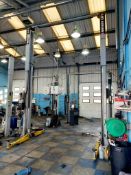 Rotary SP054MD5G7 hydraulic 2-post lift, 5,400kg capacity, approx 4.5m, serial number CWM07L0005