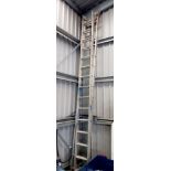 Twin section aluminium extension ladders, approx 8m