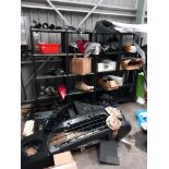 Assortment or used or spare car parts and accessories (head lamps, bumpers etc) with engine