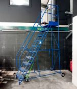 Blue metal platform steps (10 steps)