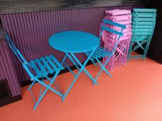4 x Metal Circular Topped Folding Café Tables & 8 x Metal Folding Café Chairs