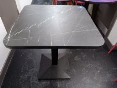 4 x Black Metal Framed Marble Effect Topped Café Tables