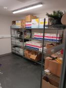 3 x Wire Shelf Units & Contents Including Waffle Cones, Crockery, Cutlery & Glassware etc