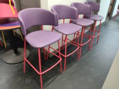 4 x Metal Framed High Bar Chairs (Pink Legs)