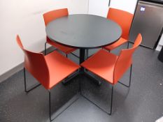 Metal Framed Circular Topped Table & 4 x Chairs